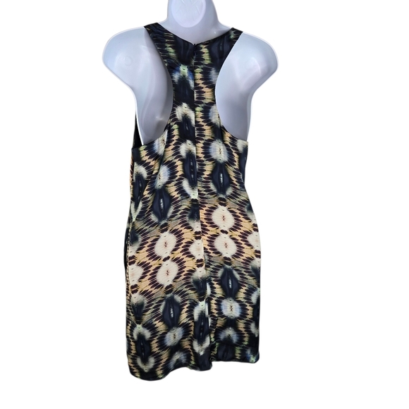 Lavender Brown Mosaic Scarf Print Racerback Tank Silk Dress - Picture 2 of 11